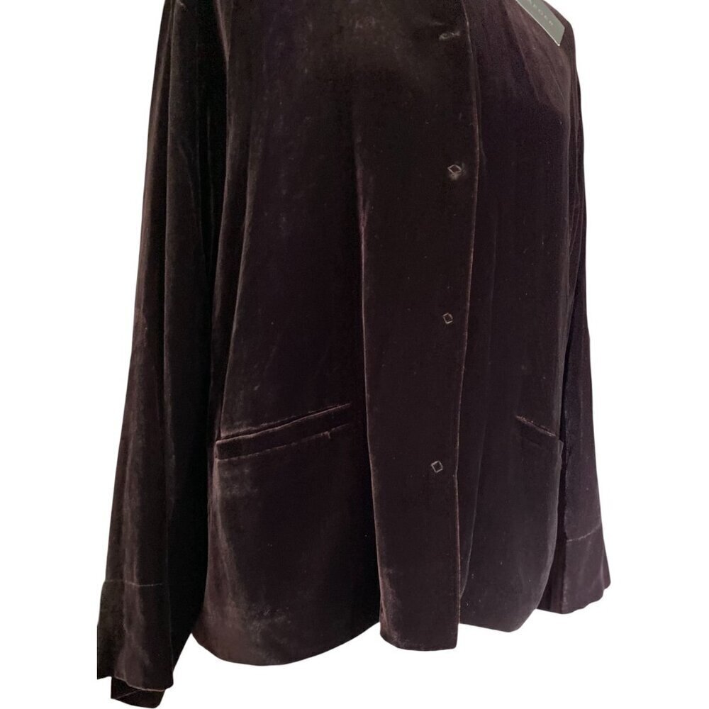 Vintage Jaeger Velvet Snap Front Shirt & Trousers Dark Brown Quiet Luxury Silk - Picture 6 of 11
